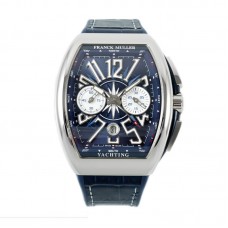 Vanguard V45 Chronograph Blue/White Dial with White Marker in Steel on Leather Strap