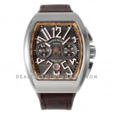 Vanguard V45 Chronograph Brown Dial with White Marker in Steel on Leather Strap