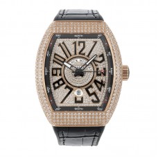 Vanguard V45 Diamond Paved Dial with Black Marker and Diamond Bezel in Rose Gold
