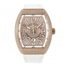 Vanguard V45 Diamond Paved Dial with White Marker and Diamond Bezel in Rose Gold