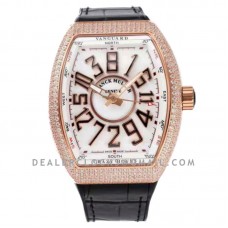 Vanguard V45 White Dial in Rose Gold with Diamond Bezel