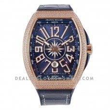 Vanguard V45 Yachting Blue Dial with White Markers and Diamond Bezel in Rose Gold Vanguard V45 Yachting Blue Dial with White Markers and Diamond Bezel in Rose Gold