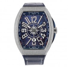 Vanguard V45 Yachting Blue Dial with White Markers and Diamond Bezel in Steel