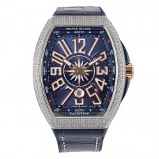 Vanguard V45 Yachting Blue Dial with White/RG Markers and Diamond Bezel in Steel