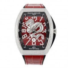 Vanguard Yachting Dragon V45YT Red Dial with Diamond Bezel on Red Leather Strap