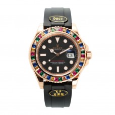Yacht Master 40 Black Dial with Rainbow Diamond Bezel in Rose Gold Yacht Master 40 Black Dial with Rainbow Diamond Bezel in Rose Gold