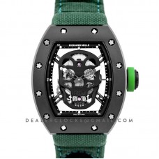 RM 052-01 Tourbillon Black Skull in PVD on Green Nylon Strap