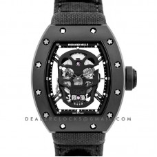RM 052-01 Tourbillon Black Skull in PVD on Black Nylon Strap