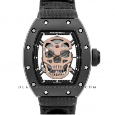 RM 052-01 Tourbillon Gold Skull in PVD on Black Nylon Strap