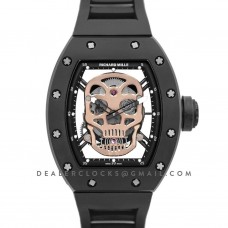 RM 052-01 Tourbillon Gold Skull in PVD on Black Rubber Strap