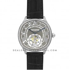 Drive de Cartier Tourbillon Grey Dial with Diamond Bezel in White Gold on Black Leather Strap Drive de Cartier Tourbillon Grey Dial with Diamond Bezel in White Gold on Black Leather Strap