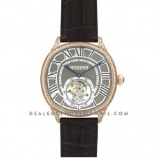 Drive de Cartier Tourbillon Grey Dial with Diamond Bezel in Rose Gold on Black Leather Strap Drive de Cartier Tourbillon Grey Dial with Diamond Bezel in Rose Gold on Black Leather Strap