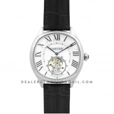 Drive de Cartier Tourbillon White Dial in White Gold on Black Leather Strap Drive de Cartier Tourbillon White Dial in White Gold on Black Leather Strap