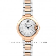 Ballon Bleu De Cartier 28mm White Dial in Pink Gold/Steel Ballon Bleu De Cartier 28mm White Dial in Pink Gold/Steel
