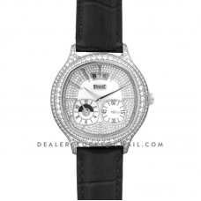 Black Tie Emperador Cushion White Dial in White Gold with Diamond Bezel and Dial Black Tie Emperador Cushion White Dial in White Gold with Diamond Bezel and Dial
