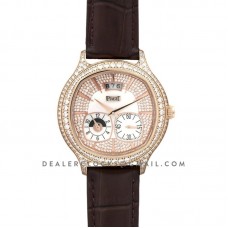 Black Tie Emperador Cushion White Dial in Rose Gold with Diamond Bezel and Dial Black Tie Emperador Cushion White Dial in Rose Gold with Diamond Bezel and Dial
