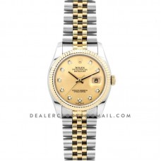 Datejust II 116333 Yellow Gold Dial in Gold/Steel with Diamond Markers Datejust II 116333 Yellow Gold Dial in Gold/Steel with Diamond Markers