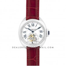 Cle de Cartier Tourbillon White Gold 35mm on Red Leather Strap Cle de Cartier Tourbillon White Gold 35mm on Red Leather Strap