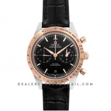 Speedmaster ’57 Co-Axial Black Dial in Rose Gold/Steel on Black Leather Strap