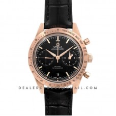 Speedmaster ’57 Co-Axial Black Dial in Rose Gold on Black Leather Strap