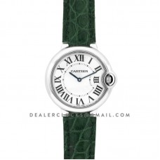 Ballon Bleu de Cartier 36mm White Dial in Steel on Green Leather Strap Ballon Bleu de Cartier 36mm White Dial in Steel on Green Leather Strap