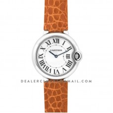 Ballon Bleu de Cartier 36mm White Dial in Steel on Orange Leather Strap Ballon Bleu de Cartier 36mm White Dial in Steel on Orange Leather Strap