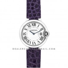 Ballon Bleu de Cartier 36mm White Dial in Steel on Purple Leather Strap Ballon Bleu de Cartier 36mm White Dial in Steel on Purple Leather Strap