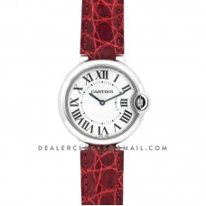 Ballon Bleu de Cartier 36mm White Dial in Steel on Red Leather Strap Ballon Bleu de Cartier 36mm White Dial in Steel on Red Leather Strap