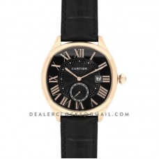 Drive de Cartier Black Dial in Rose Gold on Black Leather Strap Drive de Cartier Black Dial in Rose Gold on Black Leather Strap
