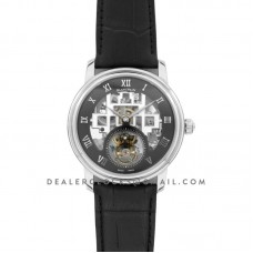 Fantasy Tourbillon Black Dial in Steel on Black Leather Strap