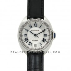 Cle de Cartier in Steel 35mm with Diamond Bezel Cle de Cartier in Steel 35mm with Diamond Bezel