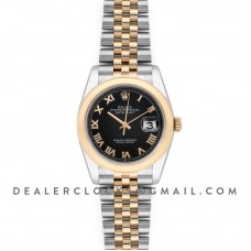 Datejust 36 126201 Black Dial in Yellow Gold and Steel with Roman Markers Datejust 36 126201 Black Dial in Yellow Gold and Steel with Roman Markers