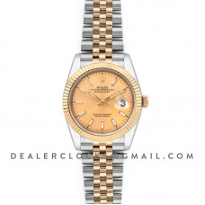 Datejust 36 126283RBR Champagne Dial in Yellow Gold and Steel with Stick Markers Datejust 36 126283RBR Champagne Dial in Yellow Gold and Steel with Stick Markers