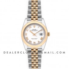 Datejust 36 126201 White Dial in Yellow Gold and Steel with Roman Markers Datejust 36 126201 White Dial in Yellow Gold and Steel with Roman Markers