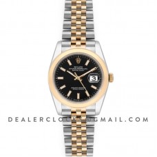 Datejust 36 126201 Black Dial in Yellow Gold and Steel with Stick Markers Datejust 36 126201 Black Dial in Yellow Gold and Steel with Stick Markers