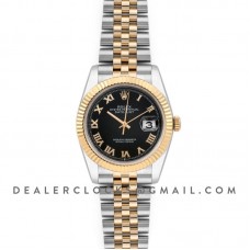 Datejust 36 126283RBR Black Dial in Yellow Gold and Steel with Roman Numerals Markers Datejust 36 126283RBR Black Dial in Yellow Gold and Steel with Roman Numerals Markers