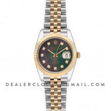 Datejust 36 126283RBR Grey MOP Dial in Yellow Gold and Steel with Diamond Markers Datejust 36 126283RBR Grey MOP Dial in Yellow Gold and Steel with Diamond Markers