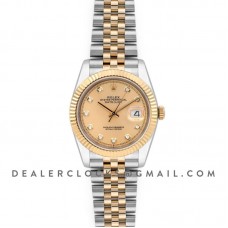 Datejust 36 126283RBR Champagne Dial in Yellow Gold and Steel with Diamond Markers Datejust 36 126283RBR Champagne Dial in Yellow Gold and Steel with Diamond Markers