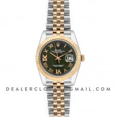 Datejust 36 126283RBR Olive Green Dial in Yellow Gold and Steel with Diamond Roman Numerals Markers Datejust 36 126283RBR Olive Green Dial in Yellow Gold and Steel with Diamond Roman Numerals Markers