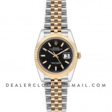 Datejust 36 126283RBR Black Dial in Yellow Gold and Steel with Stick Markers Datejust 36 126283RBR Black Dial in Yellow Gold and Steel with Stick Markers