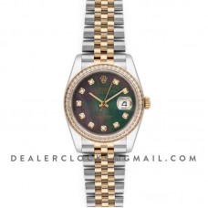 Datejust 36 126283RBR Grey MOP Dial in Yellow Gold and Steel with Diamond Set Bezel and Diamond Markers