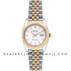 Datejust 36 126283RBR White Dial in Yellow Gold and Steel with Stick Markers Datejust 36 126283RBR White Dial in Yellow Gold and Steel with Stick Markers