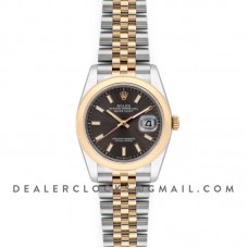 Datejust 36 126201 Dark Rhodium Dial in Yellow Gold and Steel with Stick Markers Datejust 36 126201 Dark Rhodium Dial in Yellow Gold and Steel with Stick Markers