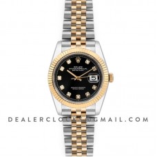 Datejust 36 126283RBR Black Dial in Yellow Gold and Steel with Diamond Markers Datejust 36 126283RBR Black Dial in Yellow Gold and Steel with Diamond Markers