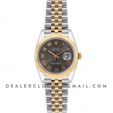 Datejust 36 126283RBR Dark Rhodium Dial in Yellow Gold and Steel with Roman Numerals Markers Datejust 36 126283RBR Dark Rhodium Dial in Yellow Gold and Steel with Roman Numerals Markers