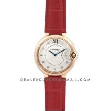 Ballon Bleu de Cartier 33mm White Dial in Rose Gold on Red Leather Strap Ballon Bleu de Cartier 33mm White Dial in Rose Gold on Red Leather Strap