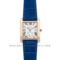 Tank MC Watch in Rose Gold on Blue Leather Strap