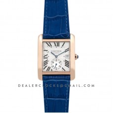 Tank MC Watch in Rose Gold on Blue Leather Strap Tank MC Watch in Rose Gold on Blue Leather Strap