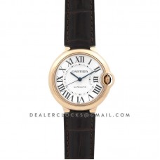 Ballon Bleu de Cartier 36mm White Dial in Rose Gold on Brown Leather Strap Ballon Bleu de Cartier 36mm White Dial in Rose Gold on Brown Leather Strap