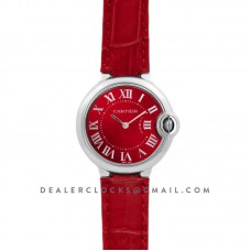 Ballon Bleu de Cartier 33mm Quartz Red Dial in Red Leather Strap Ballon Bleu de Cartier 33mm Quartz Red Dial in Red Leather Strap